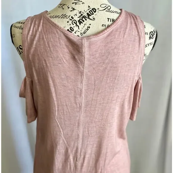 XCVI Dusty Rose Cold Shoulder V-Neck Relaxed Fit Tunic Small - Picture 7 of 11